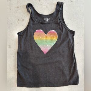 Cat & Jack Charcoal Tank with Sequin Heart Size M (7/8)